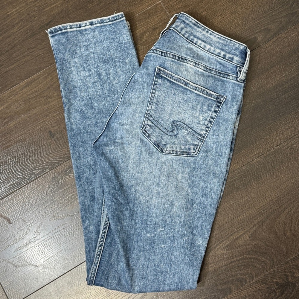 Silver Jeans Avery Straight Leg 29 Mid Rise Stretch Blue Acid Wash
